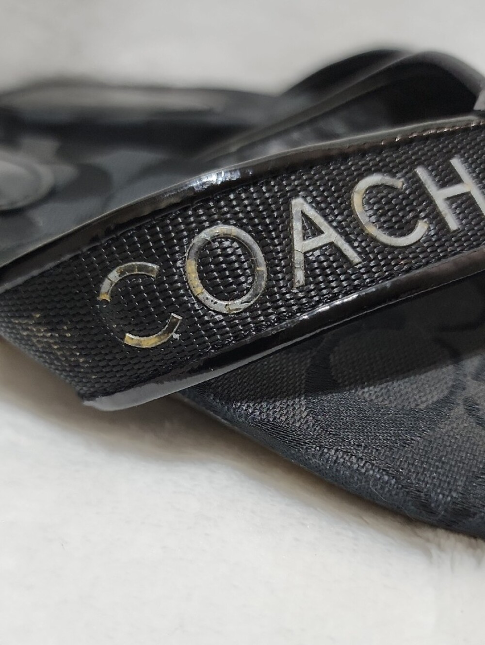 Coach Black Skyler Signature Logo Thong Sandals 8.5 - Picture 2 of 7